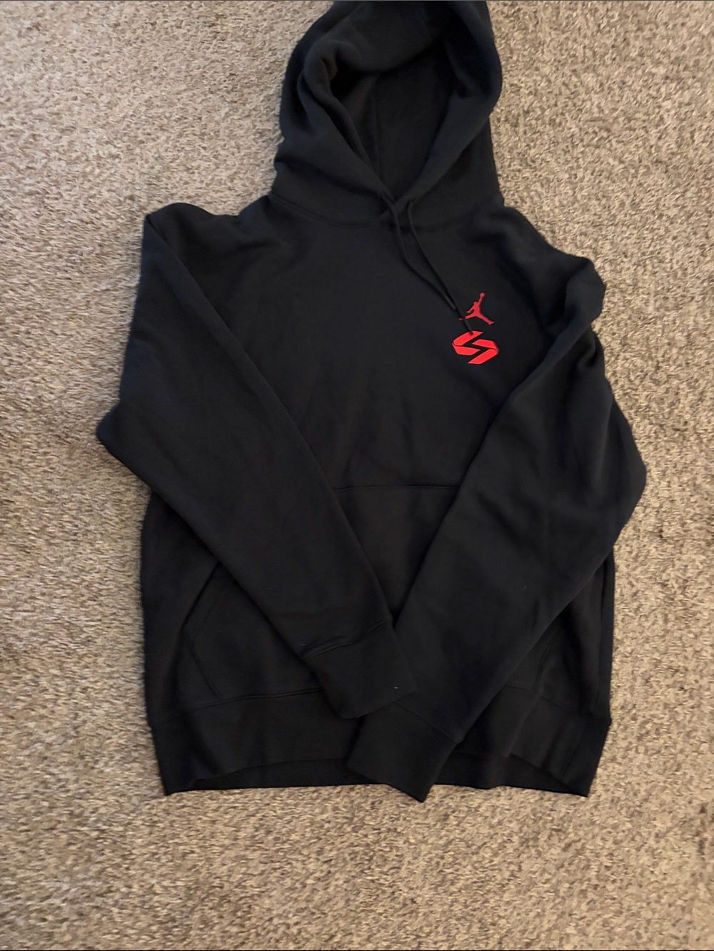 Jordan Luka Doncic Black Hoodie with Red Logo - Men's Pullover